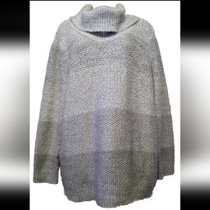 Calvin Klein Women’s Pullover Oversize Sweater Cowl Neck Grey Colorblock Size XL